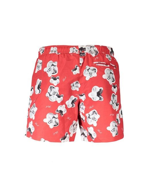 Karl Lagerfeld Red Polyester Swim Trunk for men