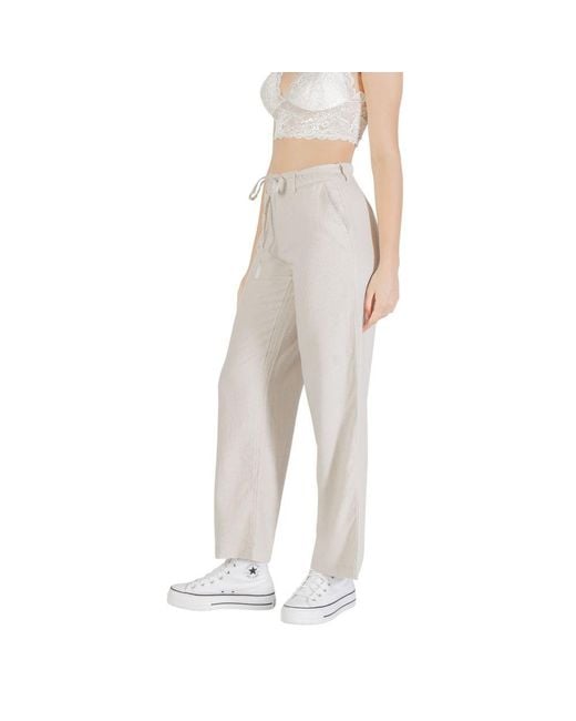 ONLY Multicolor Beige Viscose Casual Pants