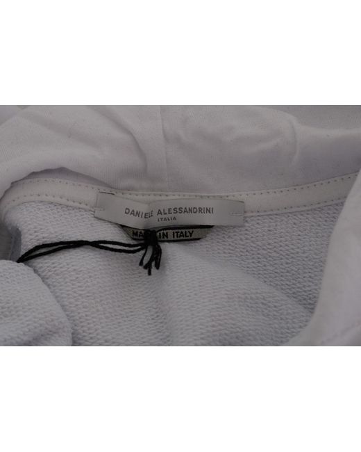 Daniele Alessandrini Gray Pullover Hodded Sweater White Tsh1346 for men