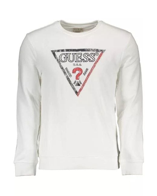 Guess White Cotton Sweater for men