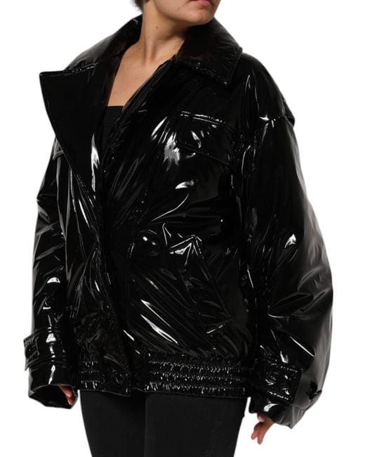 Dolce & Gabbana Black Polyester Button Down Blouson Jacket