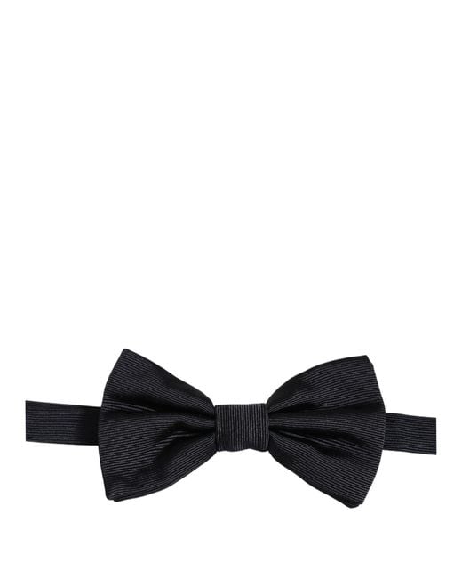 Dolce & Gabbana Men Black 100% Silk Adjustable Neck Papillon Bow Tie for men