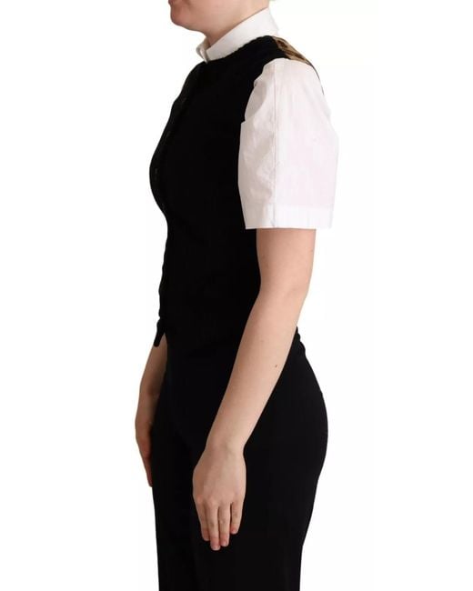 Dolce & Gabbana Black Leopard Print Waistcoat Vest