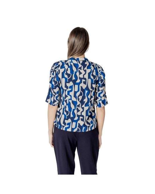 Ichi Blue Viscose Blouse