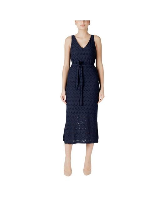 VILA CLOTHES Blue Recycled Polyester Midi
