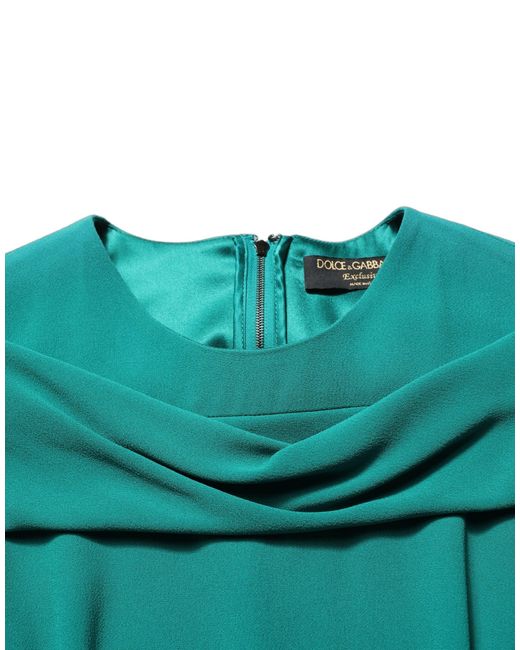 Dolce & Gabbana Green Round Neck Long Sleeves Gown Dress