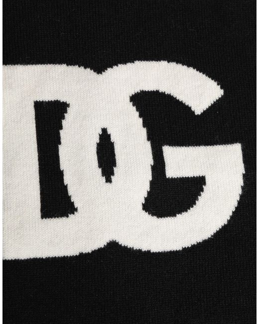 Dolce & Gabbana Black D&G Logo Cashmere Knitted Scarf for men
