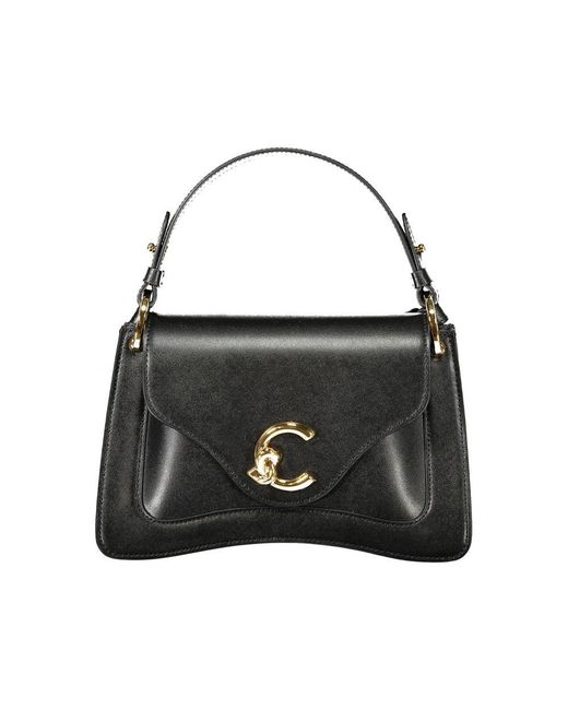 Coccinelle Black Elegant Leather Handbag With-Tone Accents