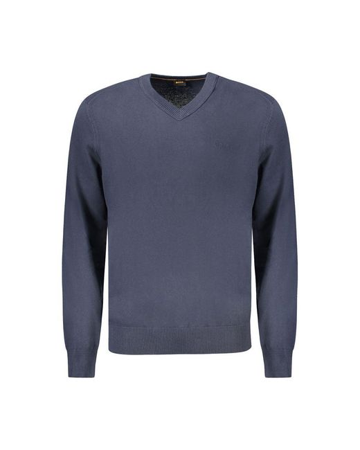 Boss Blue Cotton Men Sweater for men