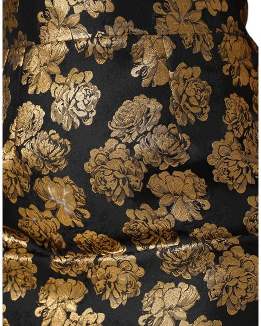 Dolce & Gabbana Black Floral Print Jacquard Mini Skirt