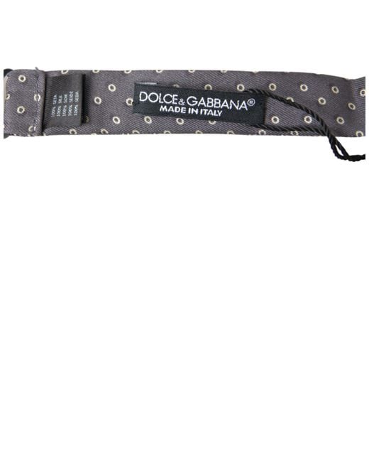 Dolce & Gabbana White Polka Dots Silk Adjustable Neck Papillon Bow Tie for men