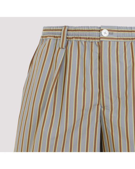 Marni Gray Mercury Grey Cotton Drawstring Bermuda Pants for men