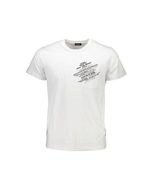 DIESEL White Cotton Mens T for men