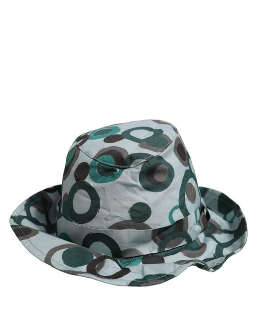 Dolce & Gabbana Green Teal Cotton Big Polka Dot Pattern Bucket Hat