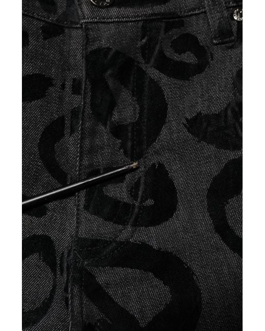 Dolce & Gabbana Black Gray Cotton Dg Logo Straight Men Denim Jeans for men