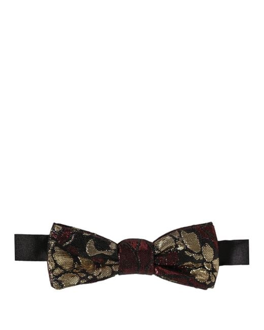Dolce & Gabbana Black Multicolor Floral Jacquard Adjustable Neck Papillon Bow Tie for men