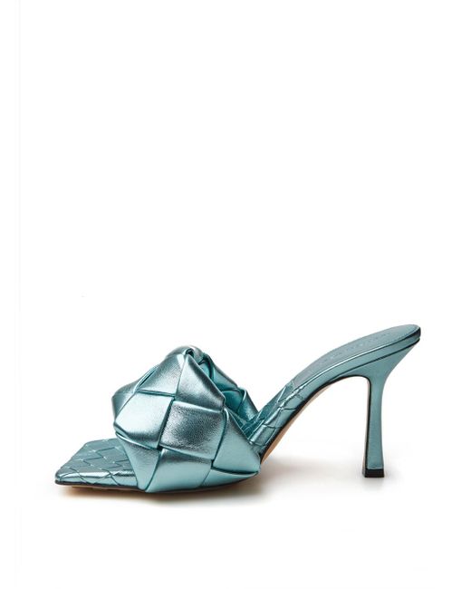Bottega Veneta Light Blue Metal Mule 'lido' Sandal
