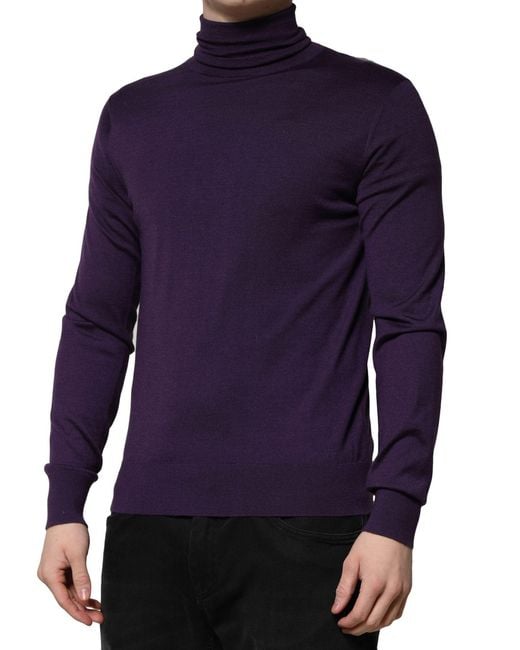 Dolce & Gabbana Blue Cashmere Turtleneck Pullover Sweater for men