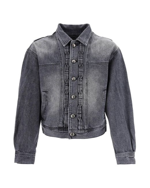 ANDERSSON BELL Gray Denim Jacket With Wavy Details for men