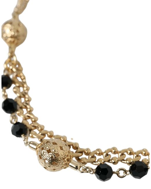 Dolce & Gabbana Multicolor Black Suede Gold Chain Crystal Waist Belt