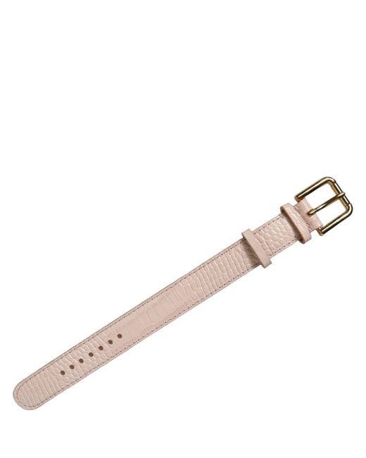 Dolce & Gabbana Pink Embossed Leather Gold Buckle Belt Strap Bracelet