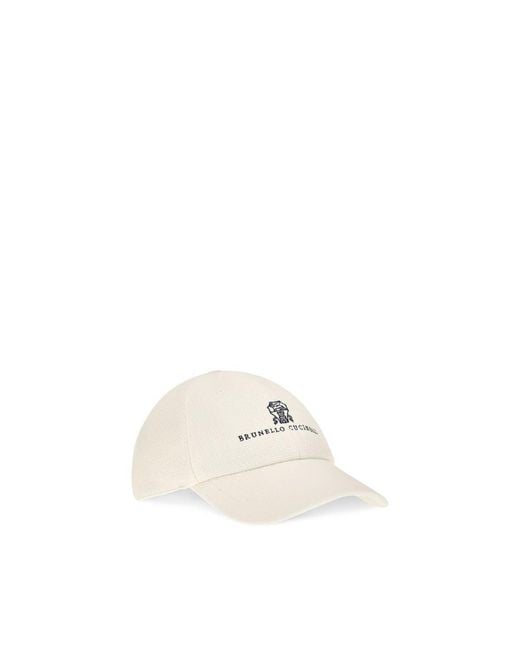 Brunello Cucinelli Natural White Silk Cap (baseball Hat) for men