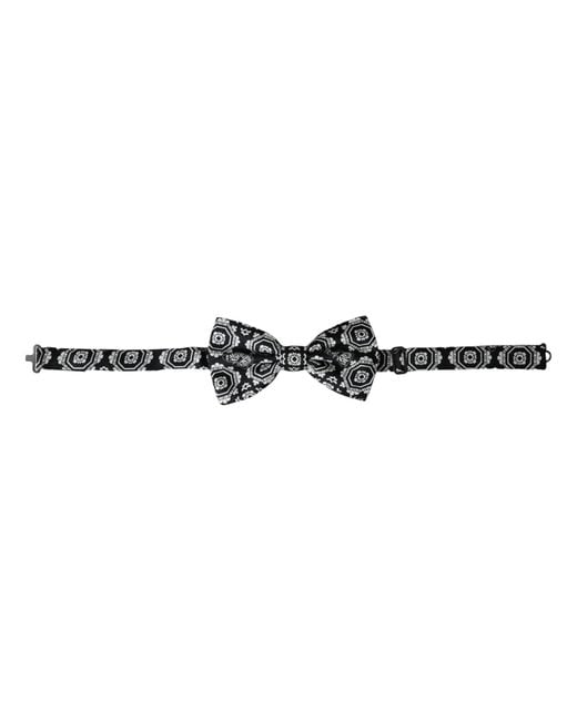 Dolce & Gabbana Black Printed Adjustable Neck Bow Tie for men