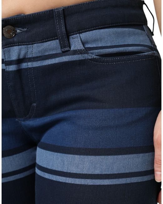 Dolce & Gabbana Blue Striped Cotton Stretch Denim Jeans for men