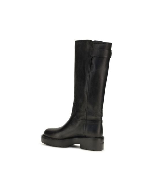 Miu Miu Black Calf Leather Bos Taurus Flat Boots