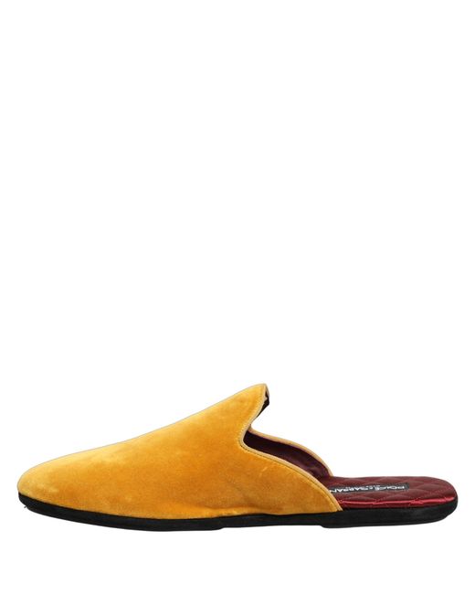 Dolce & Gabbana Orange Yellow Suede Slides Flat Slipper Men Shoes for men