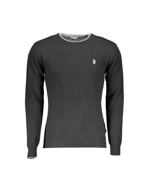 U.S. POLO ASSN. Black Elegant Slim Fit Crew Neck Sweater for men