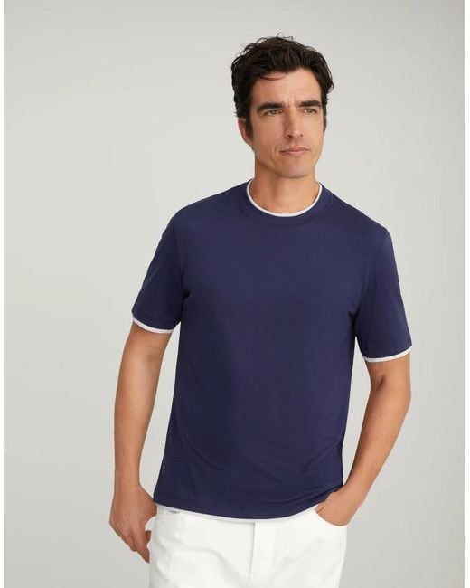Brunello Cucinelli Blue Bicolor Cotton T for men