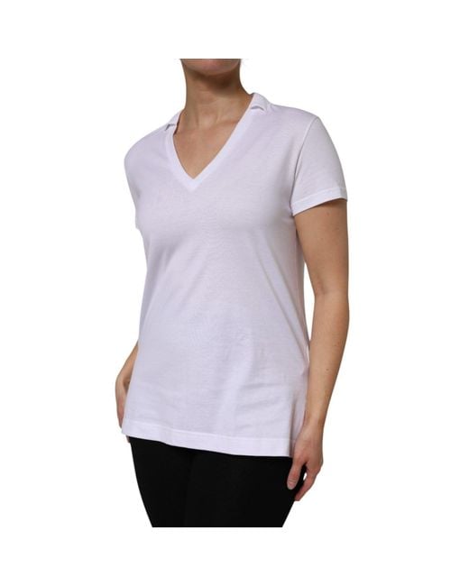 Dolce & Gabbana Purple V-Neck Cotton Short Sleeves T-Shirt