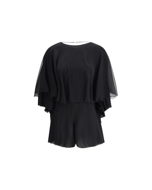 Saint Laurent Black Silk Crepe Playsuit