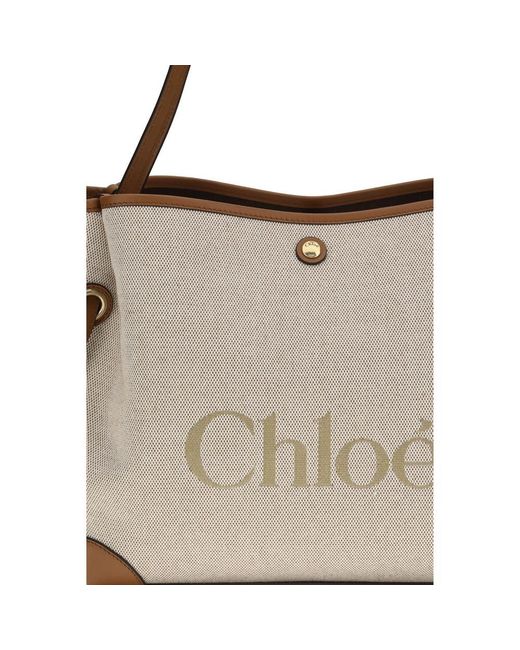 Chloé Multicolor Beige Cotton Shoulder Bag