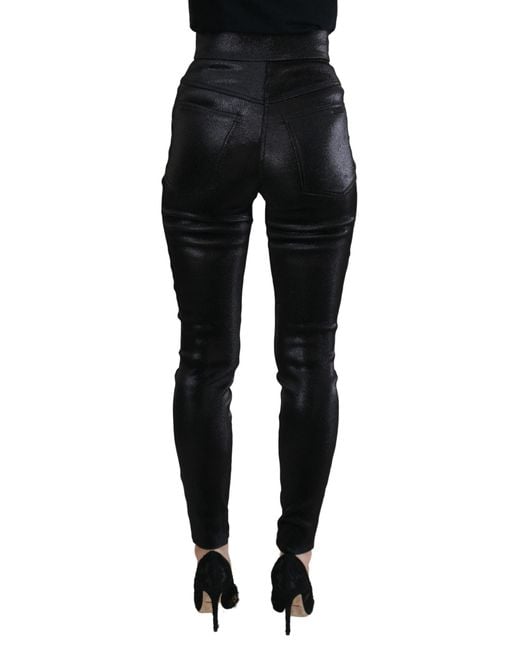 Dolce & Gabbana Black Metallic Trousers Pan73101
