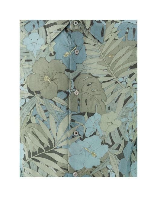 Tom Ford Green Blue Lyocell Pattern Shirt for men