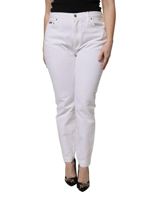 Dolce & Gabbana Gray Cotton Mid Waist Skinny Denim Jeans