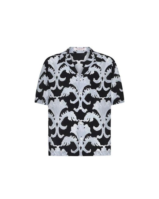 Valentino Black Metamorphos Wall Print Bowling Shirt for men