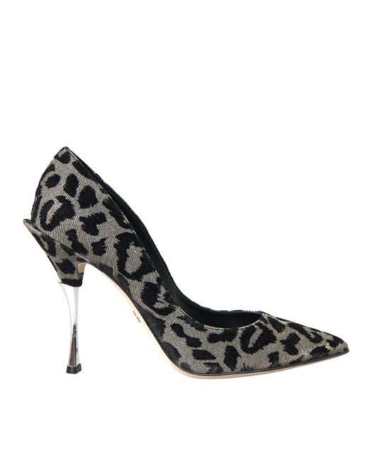 Dolce Gabbana Silver Black Leopard Lurex Heels Pumps Shoes Lyst UK