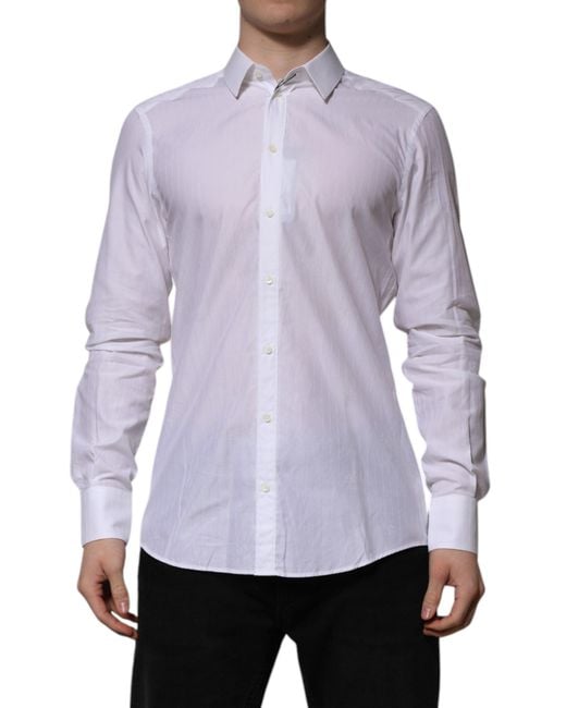 Dolce & Gabbana Purple Cotton Martini Long Sleeve Formal Shirt for men