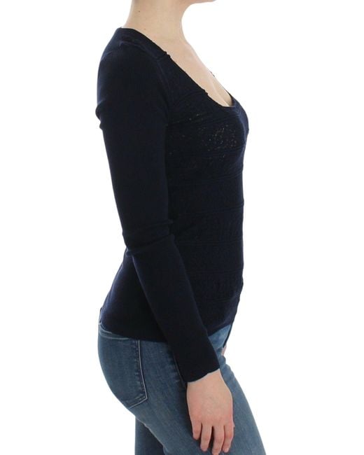 Ermanno Scervino Black Knitted Wool Blend Longsleeve Sweater