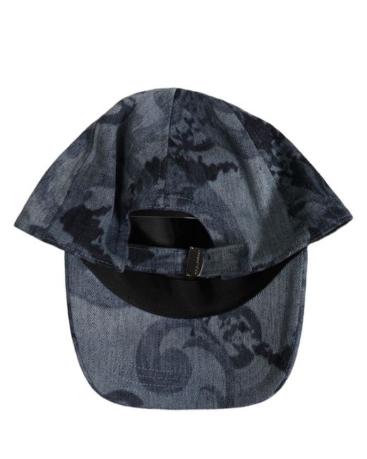 Dolce & Gabbana Men Blue All Over Logo Cotton Baseball Cap Hat for men