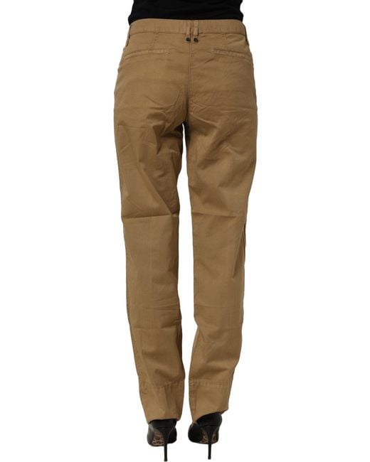 Plein Sud Green Brown Straight Cotton Stretch Chino Pants