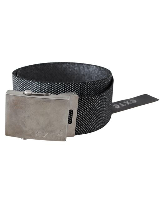Exte Black Elegant Canvas Waist Belt With Buckle