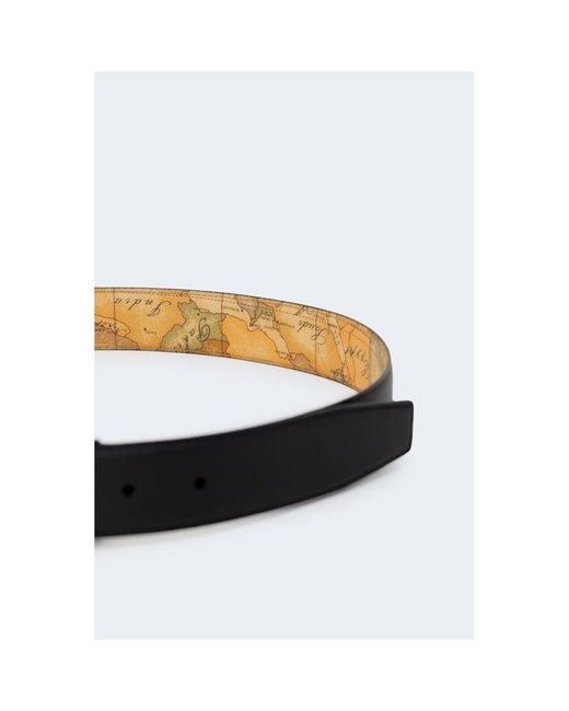 Alviero Martini 1A Classe Yellow Black Leather Regular Belt for men
