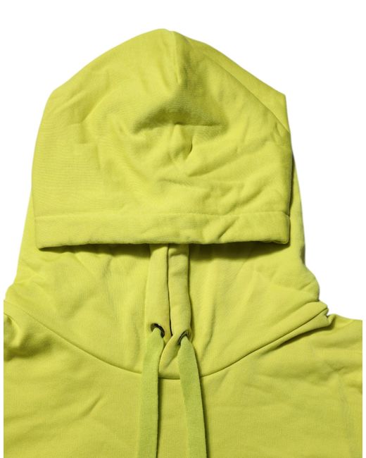Dolce & Gabbana Yellow Green Cotton Hooded Logo Sweatshirt Sweater for men