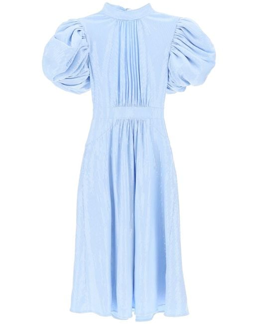 ROTATE BIRGER CHRISTENSEN Blue Rotate Midi Sequin Dress With Balloon Sleeves