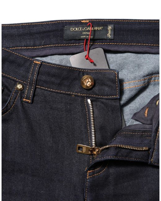 Dolce & Gabbana Black Blue Cotton Pretty Lowwaist Skinny Denim Jeans for men