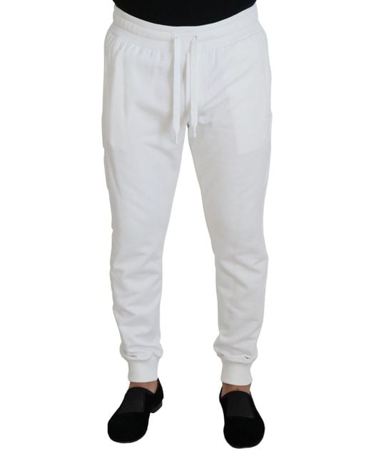 Dolce & Gabbana White Elegant Cotton Sweatpants for men